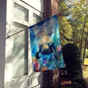 Grand poteau de porche multicolore Bannière décorative de jardin Illustration de drapeau de maison de lamantin Tenture murale en polyester Taille de la maison - Product Image 2