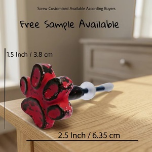 Red Distressed Cast Iron Paw Print Cabinet Knobs <b>Rustic</b> Furniture Handle for Kitchen <b>Wardrobe</b> Bedroom Novelty Shape Durable - Product Image 4