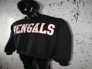 Sudadera BENGALS BLACK con cuello alto, 100% BLANCA, con apliques bordados, cuello ancho, CLUSH SPORTS - Product Image 3