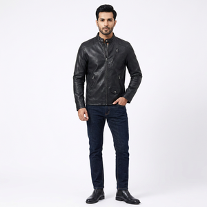 <b>Jacket</b> <b>Men</b> 100% Original Premium Quality Casual <b>Leather</b> <b>Jacket</b> XS Size Customizable High Fashion Solid Pattern Zipper Vintage - Product Image 5