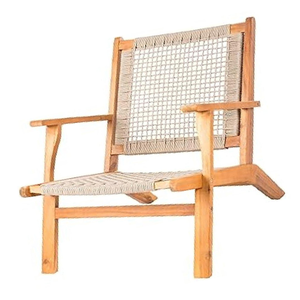 Chaise longue en teck tressé de style moderne avec un design minimaliste pour la décoration de la maison et du jardin - Product Image 3