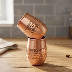 Gobelet moderne en cuivre martelé, finition mate, détails perlés, verre à boire en cuivre pur, tasse à eau de qualité supérieure, pour la maison, le bar, la cuisine - Product Image 3