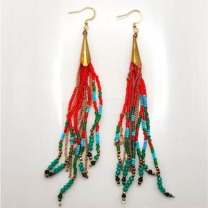 Pendientes bordados con cuentas de colores vintage para mujer, pendientes hechos a mano con cuentas de colores suaves para uso diario. - Product Image 3