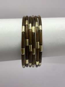 Resin <b>Bangles</b> <b>Bracelets</b> With Brass Base in Various Patterns on White Background for Girls and Women - Product Image 4