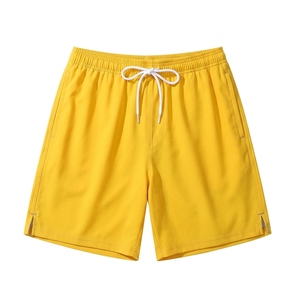 Shorts décontractés pour hommes, couleur unie, séchage rapide, style plage, taille élastique avec cordon de serrage, pour l'été et les activités de plein air - Product Image 1
