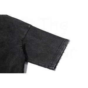 Camiseta de algodón negra oversize para hombre, manga corta, diseño vintage de batería, cuello redondo, ajuste tipo jersey - Product Image 3