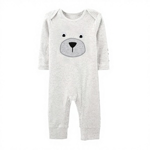 Mono de Bebé de Algodón y Bambú Orgánico Directo de Fábrica, con Botones a Presión, Estampado Navideño, Proveedor OEM - Product Image 1