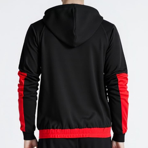 Men's Black Red Color Block Fleece Tracksuit <b>Pants</b> Elastic Waist Side Pockets Casual Winter Wear Regular Fit Full Length - Product Image 4