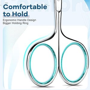 Ergonomic Design Nose Hair Scissors Stainless Steel Rounded Tip Safety Grooming <b>Tool</b> Precision Facial Hair Trimming Scissors - Product Image 3
