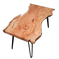 Holztisch, Esstisch aus Holz mit natürlichem Rand, natürlicher Tisch mit einer Platte aus Holz
