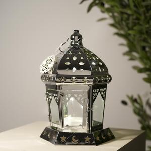 Wholesale Ramadan & Christmas <b>Black</b> Nickel Metal Moroccan Candle Holder <b>Lantern</b> for Tabletop and Hanging - Product Image 5