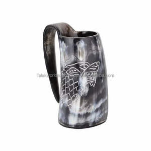 FWE Tasse en corne de guerrier viking rustique faite à la main Coffret cadeau Chope à café polie pour le bricolage Décoration de Noël, du Nouvel An ou d'Halloween - Product Image 4