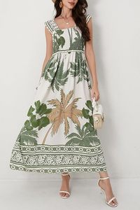 Women <b>Summer</b> <b>Boho</b> Maxi <b>Dress</b> Casual Hawaiian Sleeveless Square Neck Beach Vacation <b>Dresses</b> - Product Image 2