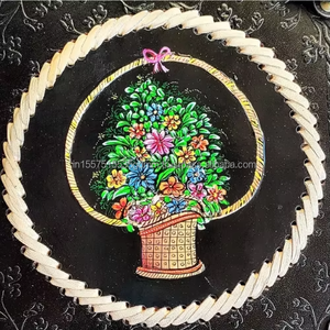 New Launch Hand Painted Handmade High Quality Black Leather Journal Flower Basket Art Vintage Notebook Metal <b>Lock</b> Leather - Product Image 6