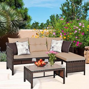 Ensemble de canapés d'angle en rotin pour patio extérieur, 3 pièces - Product Image 2