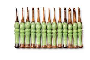 Luxury Epoxy Resin Wooden Green Brown Colorful Design <b>Crochet</b> <b>Hook</b> Comfortable Grip Handmade Knitting Accessory for Daily use - Product Image 6