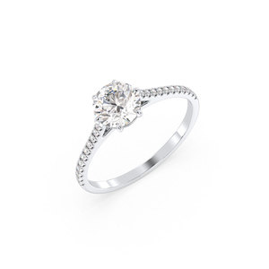 Anillo de Compromiso Solitario REYES Timeless de Plata de Ley 925 para Novia, Corte Redondo, Moissanita Certificada por GRA, Joyería Fina - Product Image 6