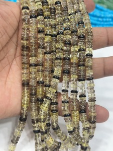 Perles de pierres précieuses de haute qualité pour la fabrication de bijoux, 17 pouces, quartz naturel lisse, forme Heishi, taille 6-7 mm - Product Image 5