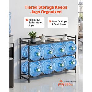 Garage Shelves Heavy Duty 3-Tier 4-Row Water Jug Holder for 8 <b>Bottles</b> 3-5 <b>Gallon</b> <b>Bottle</b> Rack Organizer - Product Image 2
