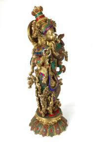 Statue de Krishna en aluminium NIRMALA HANDICRAFTS, artisanat traditionnel, Art déco de haute qualité, objet de collection, sculpture de table - Product Image 2