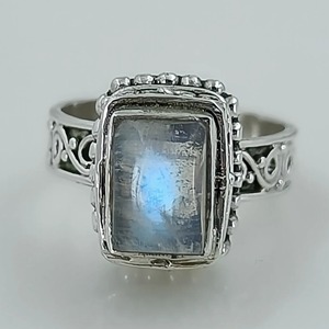 Rainbow Moonstone <b>Ring</b> 925 Sterling <b>Silver</b> Handmade <b>Statement</b> Promise <b>Ring</b> for Women Boho Cushion June Birthstone Jewelry - Product Image 2