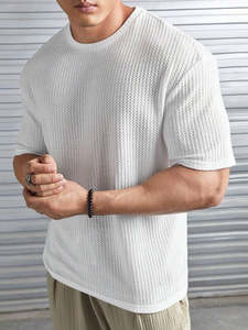 T-shirts en coton gaufré couleur personnalisée – Livraison rapide – Chemises en coton gaufré - Product Image 6