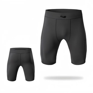 Pantalones cortos de compresión personalizados al por mayor para hombre, tela elástica para gimnasio y fitness, transpirable y que absorbe la humedad, ropa deportiva para correr y entrenar. - Product Image 4