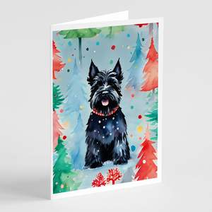 Scottish Terrier Whimsical A7 Christmas Greeting Cards Pack of 8 Blank Note Cards with <b>Envelopes</b> <b>5x7</b> Size - Product Image 1