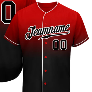 Maillot de baseball pour homme, rouge, noir et blanc, tendance, avec boutons sur le devant, chemise d'équipe, performance athlétique, pour les jours de match, entraînement, uniforme sportif - Product Image 2
