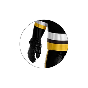 Ensemble d'uniformes de hockey sur glace personnalisés avec logo OEM, maillot de hockey noir et or imprimé par sublimation, vêtements de sport d'équipe à séchage rapide, fabricant - Product Image 5