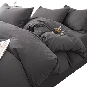 100% algodón orgánico 400TC estilo europeo ecológico juego de sábanas personalizables de 11 piezas cubierta de patrón sólido de alta calidad - Product Image 1