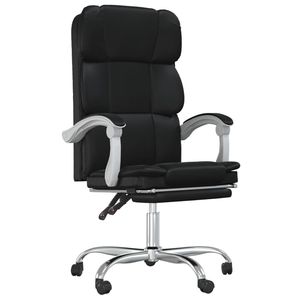 Fauteuil de bureau inclinable en similicuir noir avec structure métallique et assise en mousse durable et confortable - Product Image 2