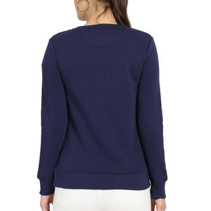 Sweat-shirt décontracté pour femme en coton 100% avec logo personnalisé sur le devant, manches longues, col rond, en molleton et sweat-shirt pour femme - Product Image 3