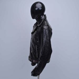 Veste en cuir d'hiver pour homme de qualité supérieure, logo personnalisé, imperméable, respirante, coupe-vent, en cuir de vache, style moto et motard, doublure en polaire - Product Image 4