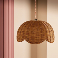 Lampe suspendue en rotin naturel artisanal de luxe, forme de dôme festonné, pour la décoration intérieure, salon, hôtel, restaurant