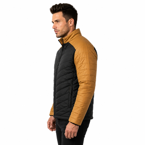 Chaqueta Acolchada para Hombre con Bloques de Color, Cuello Alto, Cortavientos, Relleno de Poliéster, Cierre de Cremallera, Ajuste Regular, OEM - Product Image 4