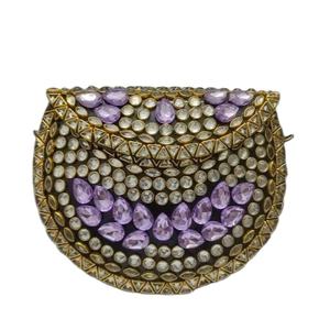 Bolso de mano tipo clutch de noche para mujer, estilo indio, con mosaico Kundan, bolsos clutch Kundan vs bolso con diseño Polki - Product Image 4