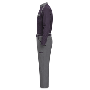 Ensemble chemise et pantalon de travail personnalisé gris-violet à manches longues avec poches utilitaires pour le personnel des installations - Vente en gros Fabricant - Product Image 4