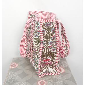 Bolso Tote Pequeño de Algodón Suave Acolchado con Estampado Floral Hecho a Mano en Rajasthan para Mujer, Estilo Bohemio, para Compras - Product Image 6