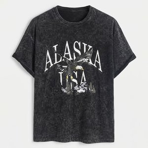 RTS High Sales Men's Clothing T-shirts Solid Printed 100% Cotton <b>Acid</b> Washed Short Sleeves Loose Quick Breathable <b>Drop</b> Shoulder - Product Image 1