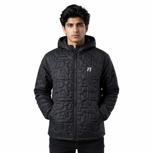 Men's Casual <b>Winter</b> Padded Hooded Jacket with <b>Quilted</b> Fabric Zip Up Versatile <b>Winter</b> Outerwear Style Wholesale Men's Jacket USA - Product Image 1