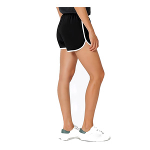 <b>Women's</b> High Waist <b>Black</b> Running <b>Shorts</b> With White Trim Quick Dry Athletic <b>Shorts</b> Sporty Fit Elastic Waist Casual Gym Wear - Product Image 2