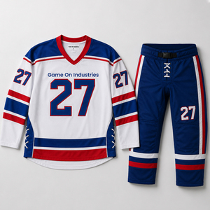 New Trendy Best Supplier Newest Wholesale Rate Custom Breathable Team Sports Apparel For Men Ice Hockey Jersey and Pants Sets - Product Image 1
