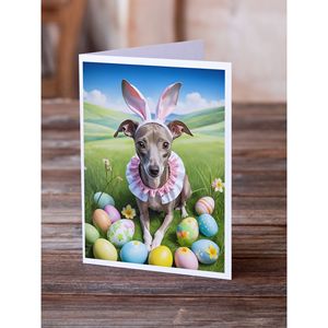Paquete de tarjetas de felicitación Italian Greyhound Easter Egg Hunt 8 Whimsical A7 Tamaño 5x7 Tarjetas de notas en blanco con sobres - Product Image 2