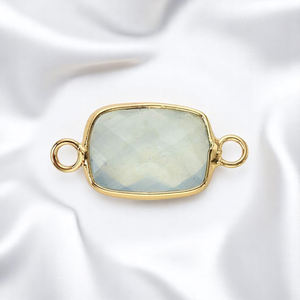 Colgante de Gemas de Aguamarina Natural Rectangular con Conector de Doble Aro para Suministros de Fabricación de Joyas - Product Image 1