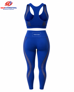 <b>Mesh</b> Panel Breathable Yoga Set Women Sports Bra <b>Leggings</b> Quick Dry Wholesale Custom Logo - Product Image 2
