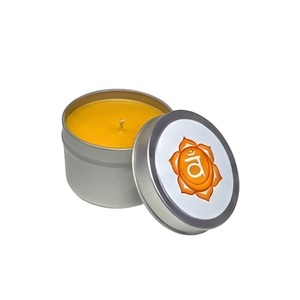 Artisanal Sacral Chakra Healing Candle – Luxury Orange Soy Wax Votive in Silver Travel Tin - Product Image 3