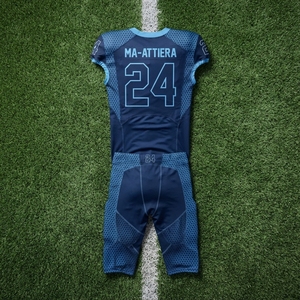 Ensemble de maillot et pantalon rembourrés de football américain bleu marine personnalisé pour hommes, vêtements d'équipe sportive - Product Image 5