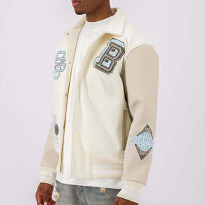 Veste universitaire d'hiver unisexe en molleton avec manches en laine, broderie de patchs en chenille personnalisés par le fabricant, style Letterman - Product Image 6