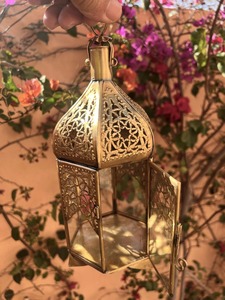 Golden Metal Square Lanterns Indoor <b>Ramadan</b> <b>Decor</b> Portable Eco-friendly Durable Hot Selling Without Battery Adult Good Quality - Product Image 3